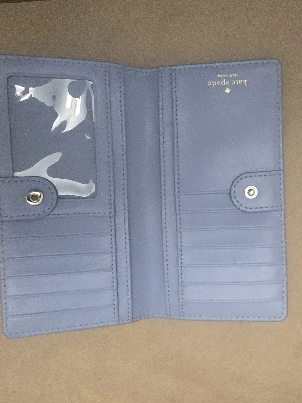 Kate Spade Light Blue Blue Pearl-Stud Leather Wallet